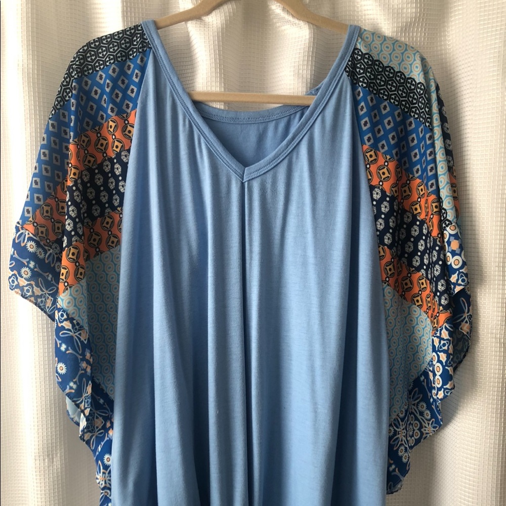 Blue patterned spring top XXL
